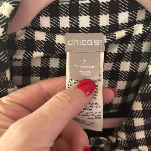 Chico's Black and White Gingham Button Down Jacket - Picture 2 of 12